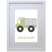 Dump Truck (Green, 210 x 297mm, White Frame)