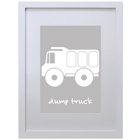 Dump Truck (Gray, 210 x 297mm, White Frame)