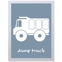 Dump Truck (Blue, 297 x 420mm, White Frame)