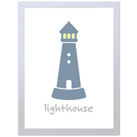 Light House (Blue, 297 x 420mm, White Frame)