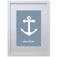 Anchor (Blue-White, 210 x 297mm, White Frame)