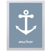 Anchor (Blue-White, 297 x 420mm, White Frame)