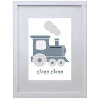 Choo Choo Train (Blue, 210 x 297mm, White Frame)