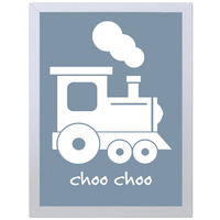 Choo Choo Train (Blue, 297 x 420mm, White Frame)