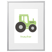 Tractor (Green, 210 x 297mm, White Frame)