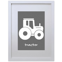 Tractor (Gray, 210 x 297mm, White Frame)