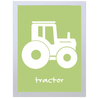 Tractor (Green, 297 x 420mm, White Frame)