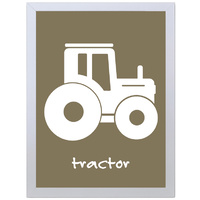 Tractor (Brown, 297 x 420mm, White Frame)
