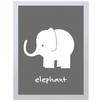 Elephant (Grey, 297 x 420mm, White Frame)