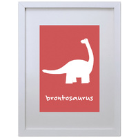 Brontosaurus (Red, 210 x 297mm, White Frame)