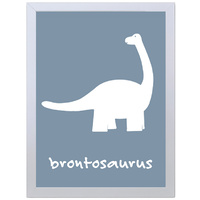 Brontosaurus (Blue, 297 x 420mm, White Frame)
