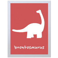Brontosaurus (Red, 297 x 420mm, White Frame)