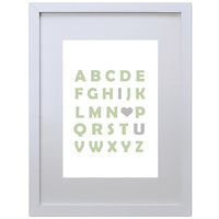 Alphabetic I Love U (Green-Gray, 210 x 297mm, No Frame)