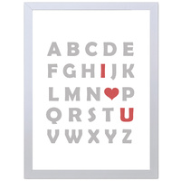 Alphabetic I Love U (Gray-Red, 297 x 420mm, No Frame)