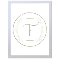 Letter T Initial (297 x 420mm, White Frame)