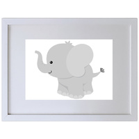Cute  Elephant (210 x 297mm, White Frame)