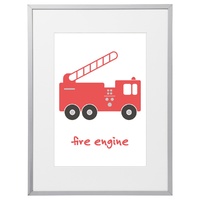 Fire Engine Truck (White, 210 x 297mm, No Frame)