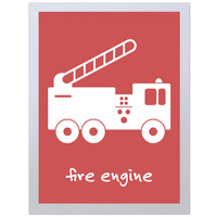 Fire Engine Truck (Red, 297 x 420mm, White Frame)