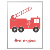 Fire Engine Truck (White, 297 x 420mm, No Frame)