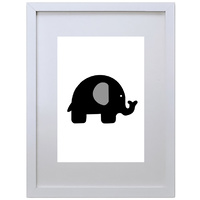 Black Elephant (210 x 297mm, White Frame)