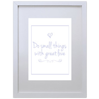 Do Small Things With Great Love (Purple, 210 x 297mm, White Frame)