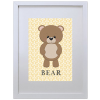 Cute Little Teddy Bear (210 x 297mm, White Frame)