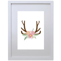 Antlers Roses Watercolor (210 x 297mm, No Frame)