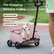 Pink Compact Foldable Pet Stroller for Dogs and Cats  Lightweight Travel Pushch