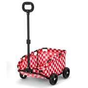 Red Lattice Compact Foldable Pet Stroller for Dogs and Cats - Lightweight Travel