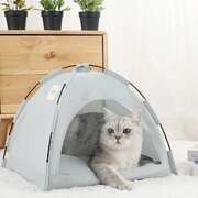 L Pewter Gray Foldable Breathable Summer Pet Tent with Cooling Mat - Portable Outdoor