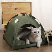L Green Foldable Breathable Summer Pet Tent with Cooling Mat - Portable Outdoor