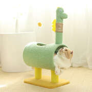 Green Dinosaur Cat Tree with Tunnel - Scratching Post & Playhouse