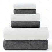 Premium Gray & White Cotton Towel Set - Ultra Soft (6 Pcs)