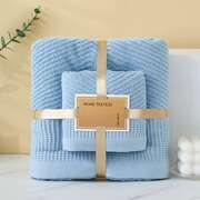 Blue Diagonal Stripe Towel Set - Bath & Face Towels