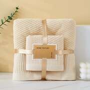 Camel Diagonal Stripe Towel Set - Bath & Face Towels
