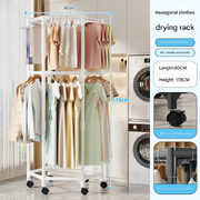 White double layer Rotating Portable Garment Rack - Rolling Clothes Stand
