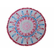 Round Beach Towel 150cm Printed Feather Pink