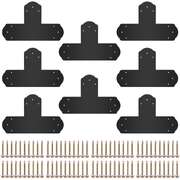 Black T Mending Plate T-Shape 8 Pcs 6 Flat Connector Post To Beam