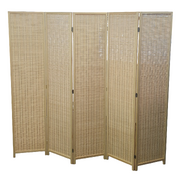 Bamboo Room Divider 5 Panel Folding Privacy Screen Storage Design