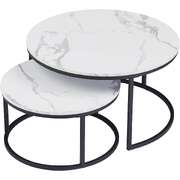Nesting Coffee Table Faux Marble Small Round Coffee Tables - White
