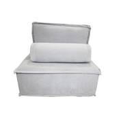 Leon Armless Sofa Chair Sectional Light Grey Fabric