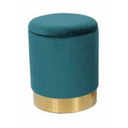Rima Ottoman / Low Stool Blue Velvet with Gold Base