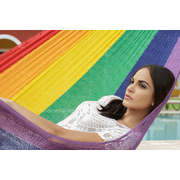  Queen Size Cotton Mexican Hammock in Rainbow Colour