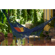 King Size Outdoor Cotton Mexican Hammock Blue