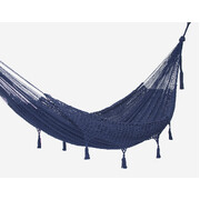 Queen Size Outdoor Cotton Mexican Hammock In Blue