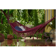 Queen Size Outdoor Cotton Mexican Hammock In Maroon