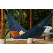 King Size Outdoor Cotton Mexican Hammock In Blue