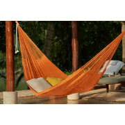 King Size Outdoor Cotton Mexican Hammock In Orange
