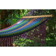 Queen Size Outdoor Cotton Mexican Resort Hammock With Fringe in Colorina Colour