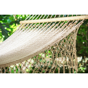 Queen Size Outdoor Cotton Mexican Resort Hammock Cream Fringe